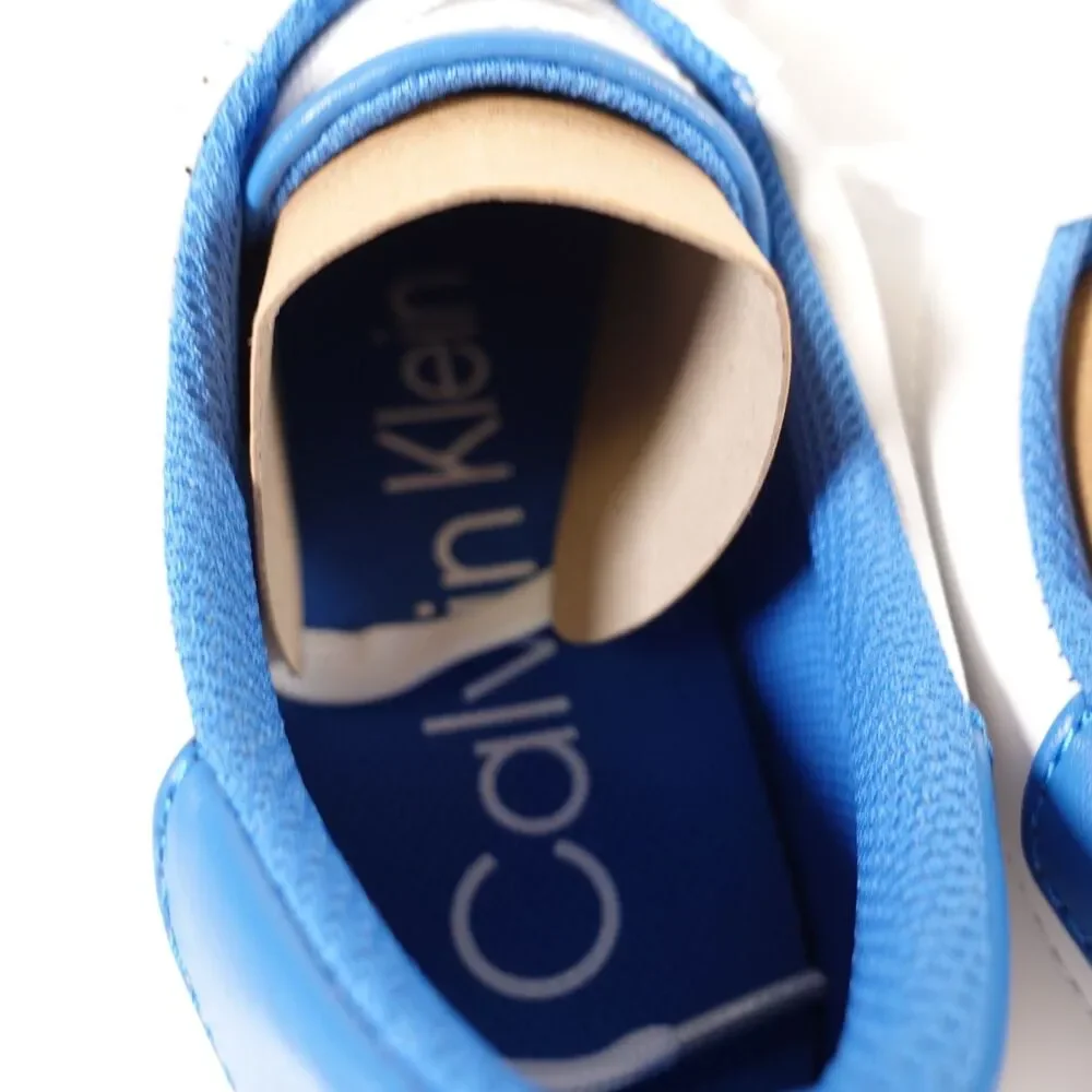 Calvin Klein Womens Cashe Lace Up Sneakers White and Blue Size 10M Brand New